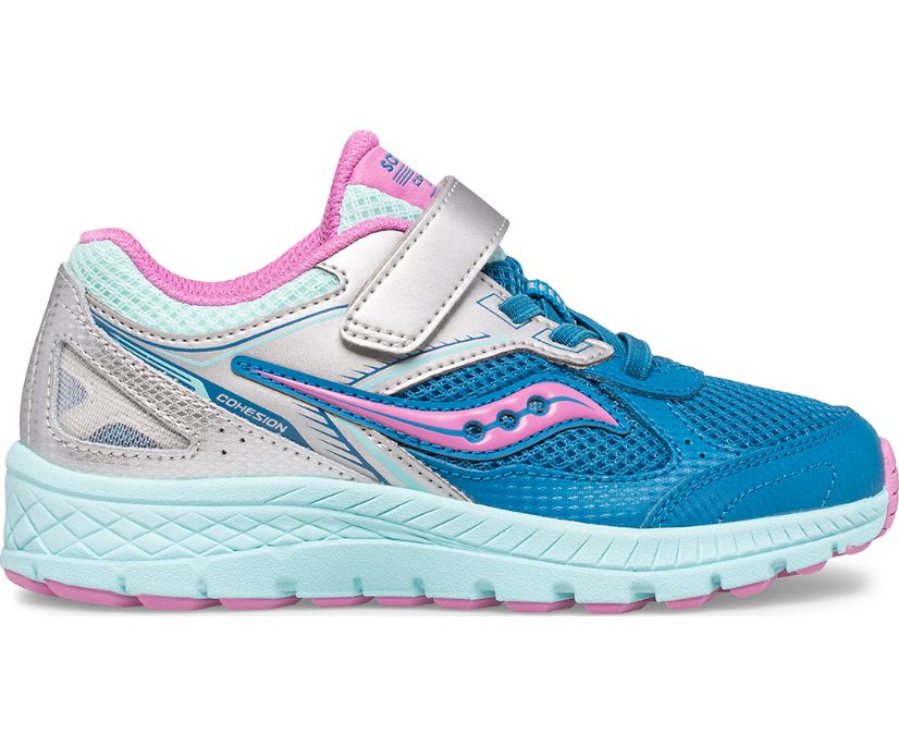 Saucony Cohesion 14 A/C Kids' Sneakers Silver / Blue | Canada 841OKIR